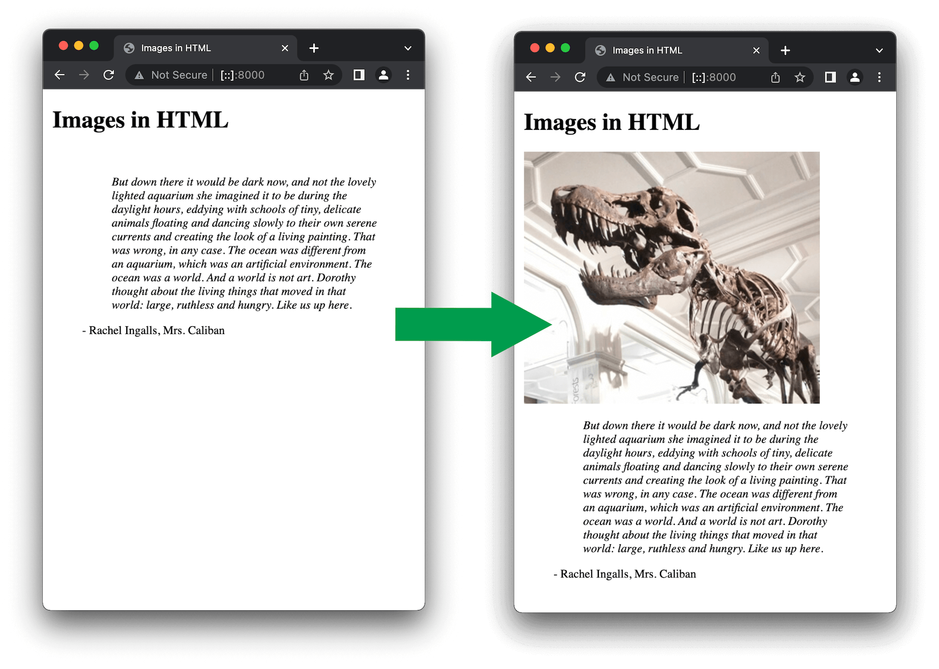 Vergleich des Seitenlayouts beim Laden einer Seite durch den Browser und nachdem es abgeschlossen ist, wenn keine Größe für das Bild angegeben ist.