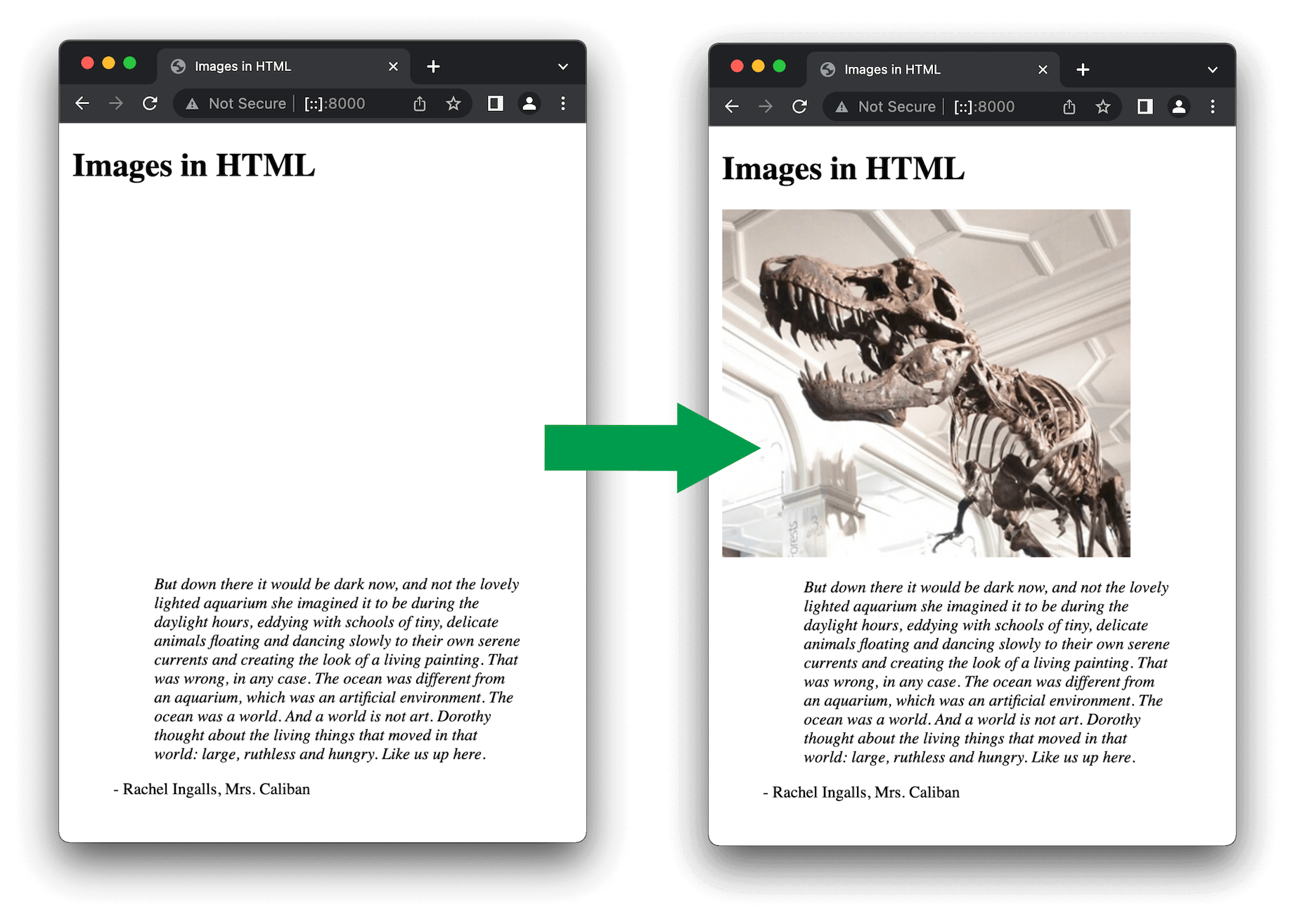 Vergleich des Seitenlayouts beim Laden einer Seite durch den Browser und nachdem es abgeschlossen ist, wenn die Bildgröße angegeben ist.