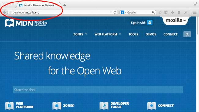 Beispiel eines Website-Domainnamen in der Adressleiste des Browsers